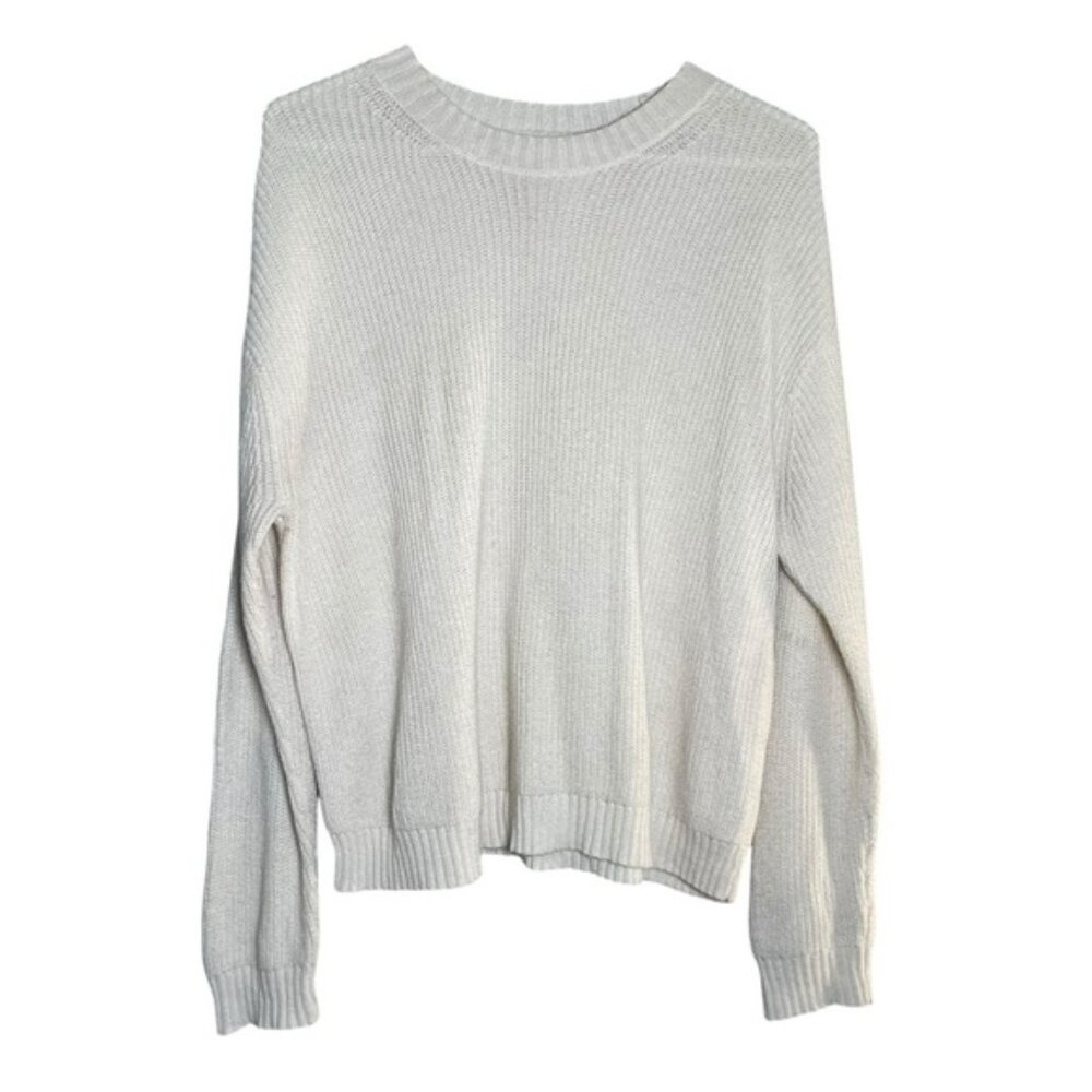 American Eagle Small Sweater White Knit Minimalist Cotton Blend AE Tops Spring S